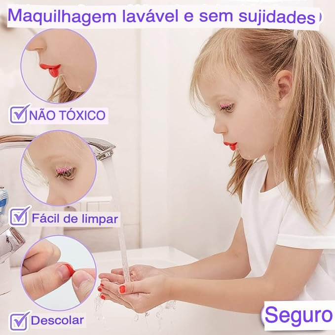 MyLittleMakeUp © - Kit de Maquiagem Infantil Lavável com Água Montessori