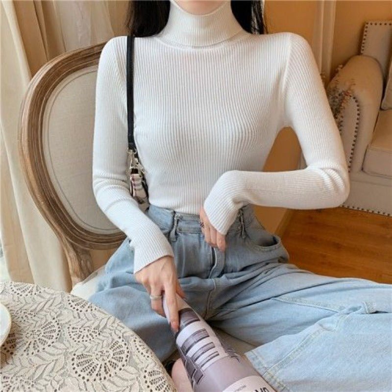 Suéter Feminino de Gola Alta - Frete Grátis