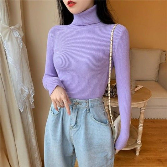 Suéter Feminino de Gola Alta - Frete Grátis
