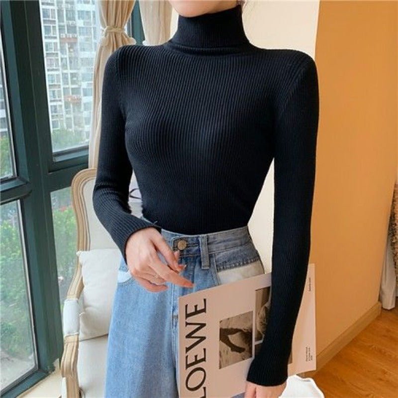 Suéter Feminino de Gola Alta - Frete Grátis