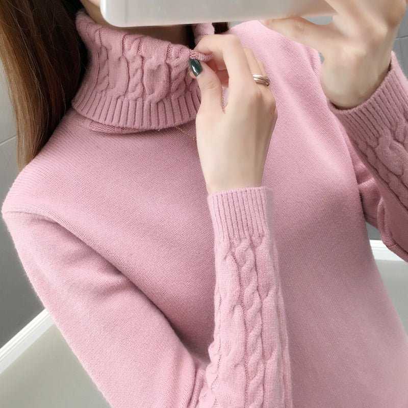 Suéter Feminino Tricot Gola Alta - Frete Grátis