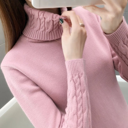 Suéter Feminino Tricot Gola Alta - Frete Grátis