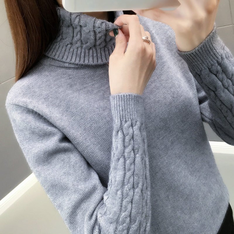 Suéter Feminino Tricot Gola Alta - Frete Grátis