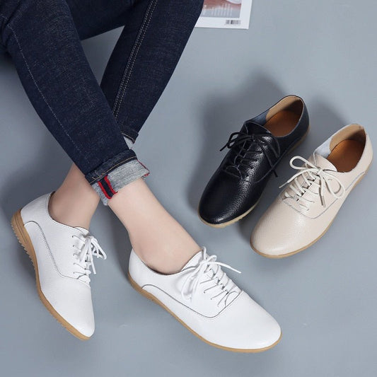 Tênis Casual Feminino de Couro Basic Comfort - Frete Grátis