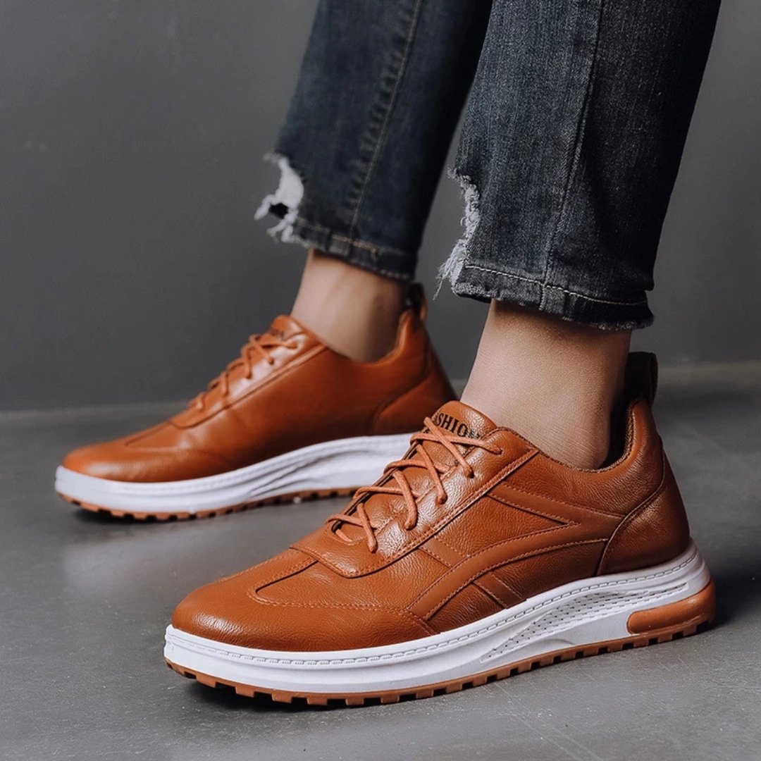 Tênis Casual Masculino de Couro - Frete Grátis