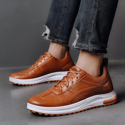 Tênis Casual Masculino de Couro - Frete Grátis