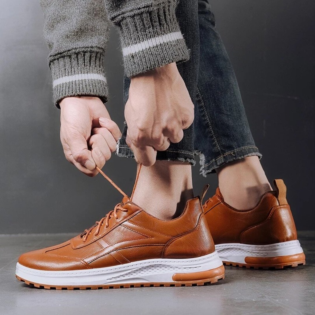 Tênis Casual Masculino de Couro - Frete Grátis