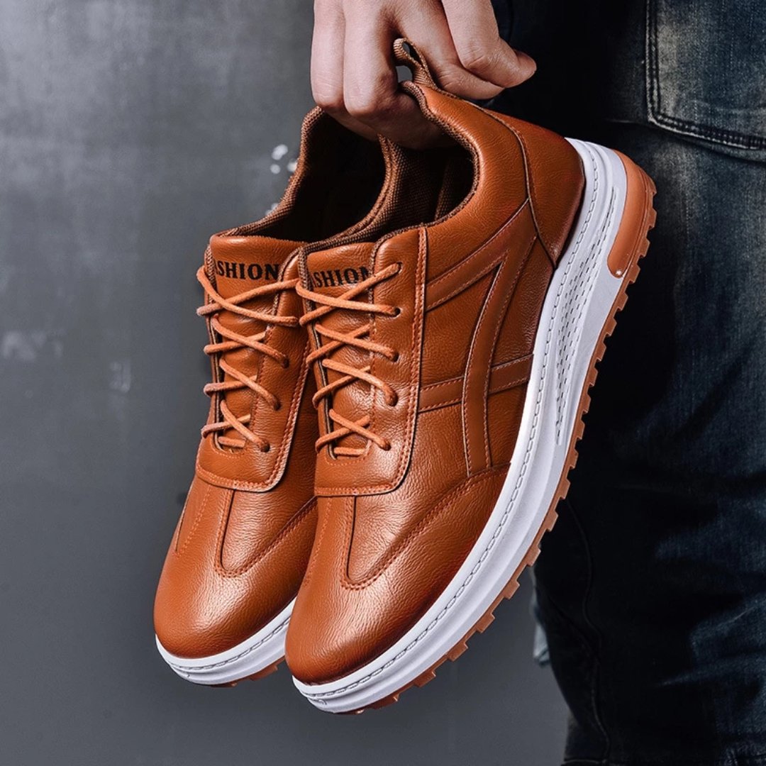 Tênis Casual Masculino de Couro - Frete Grátis
